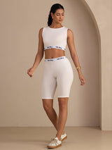 [Hvid] SilkSilky-DK Sleeveless Crew Neck Women's Outfit Sets 007