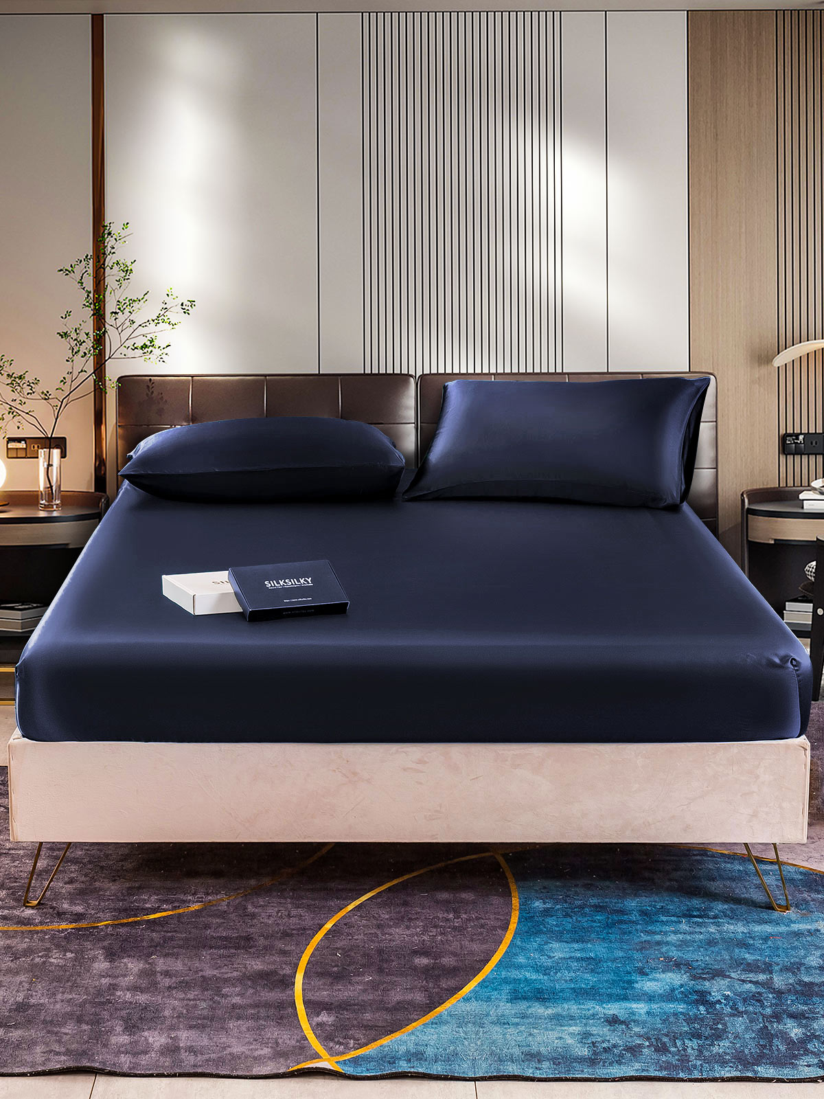 [Mørkeblå] SilkSilky-DK 22Momme Bedding Set 001