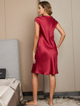 [Vin] SilkSilky-DK Cap Sleeve V Neck Natkjole 002