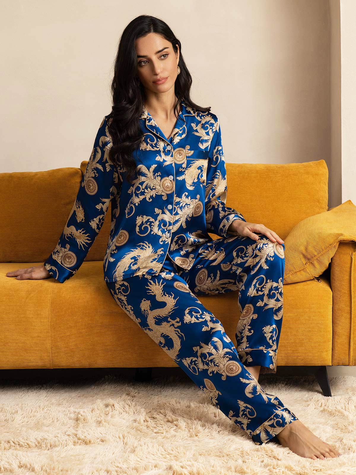 [Navy Drage] SilkSilky-DK Womens Pajamas 008
