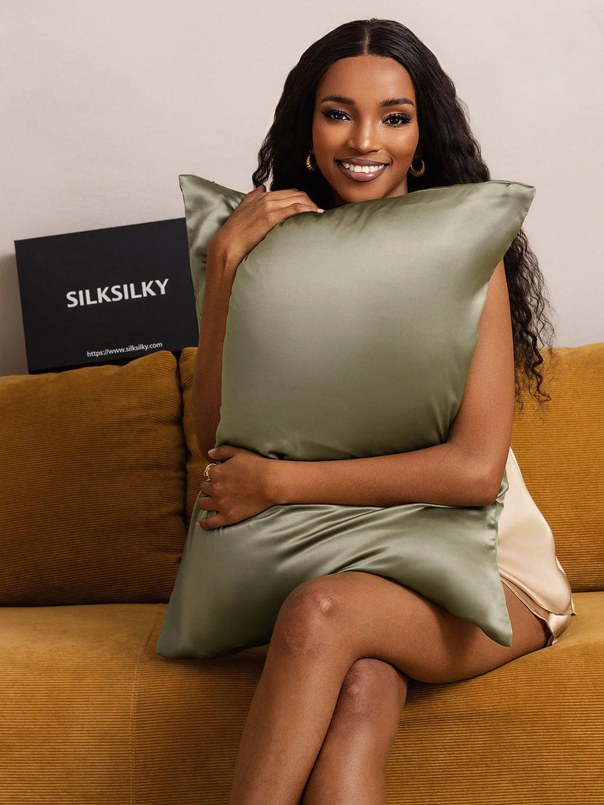 [Olivengrøn] SilkSilky-DK 22Momme Pillowcase 002