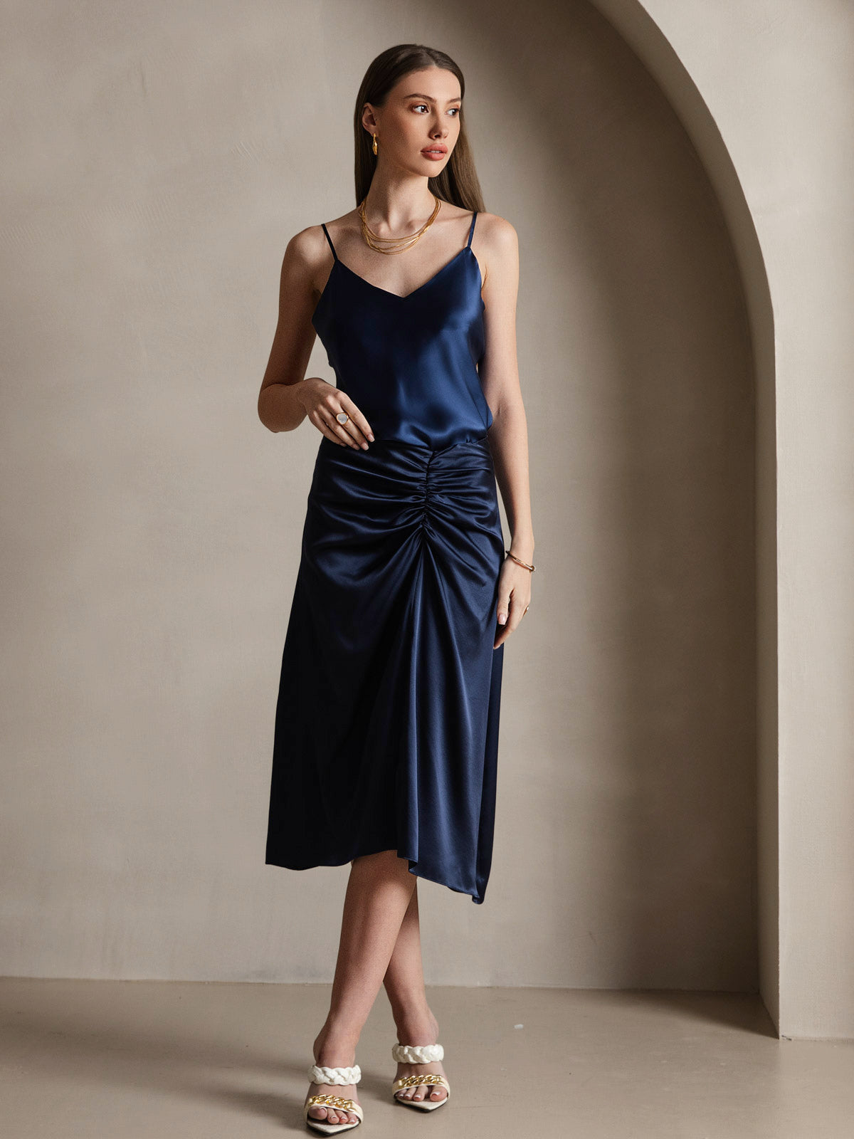 [Mørkeblå] SilkSilky-DK Camisoles 005