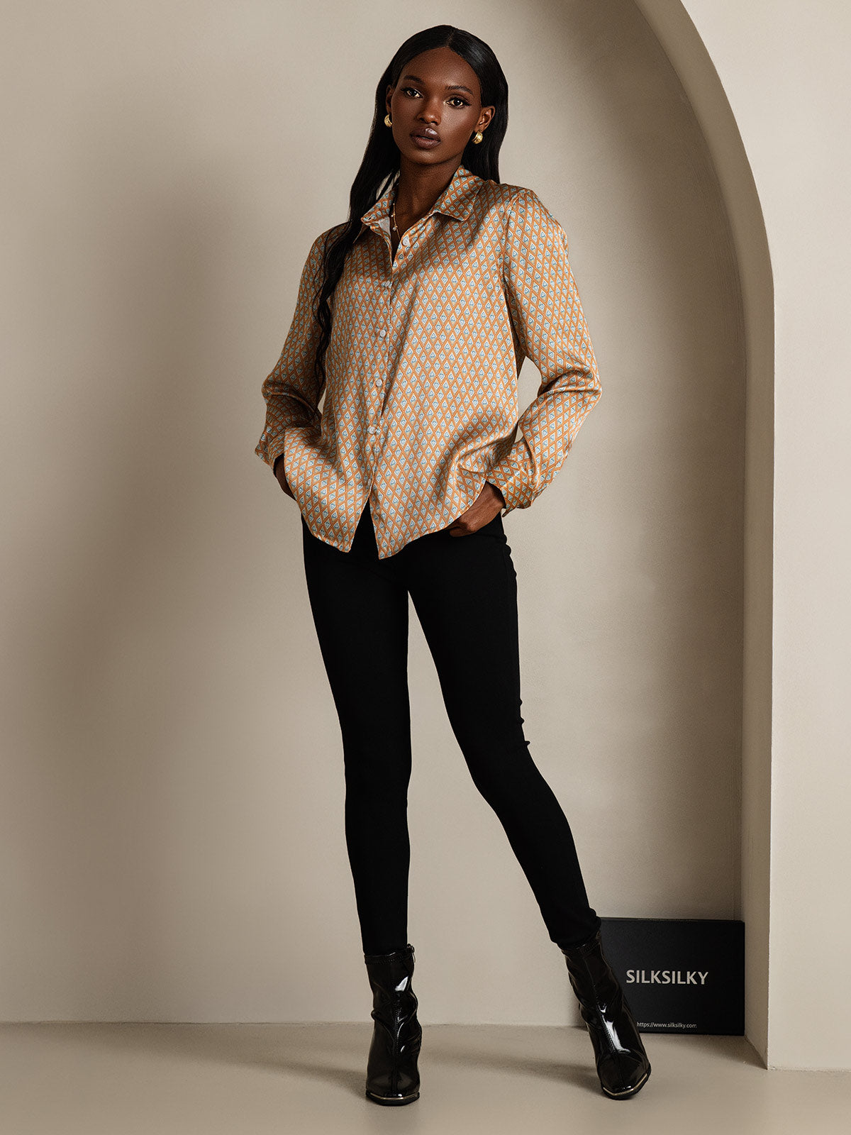 [Blomster] SilkSilky-DK Silke Long Sleeve Collar Dameskjorte 008
