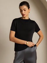[Sort] SilkSilky-DK Short Sleeve T-shirt til kvinder 006