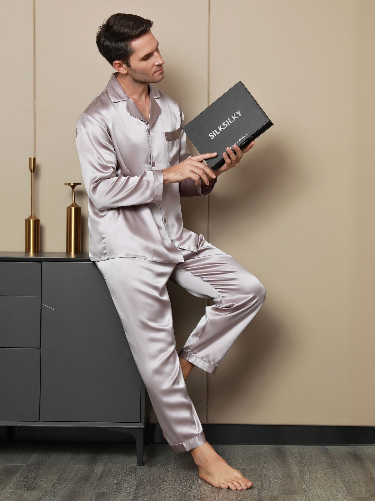 [Bleg Mauve] SilkSilky-DK 19Momme Mens Pajamas 003