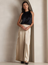 [Sort] SilkSilky-DK Sleeveless Halter T-shirt til kvinder 004