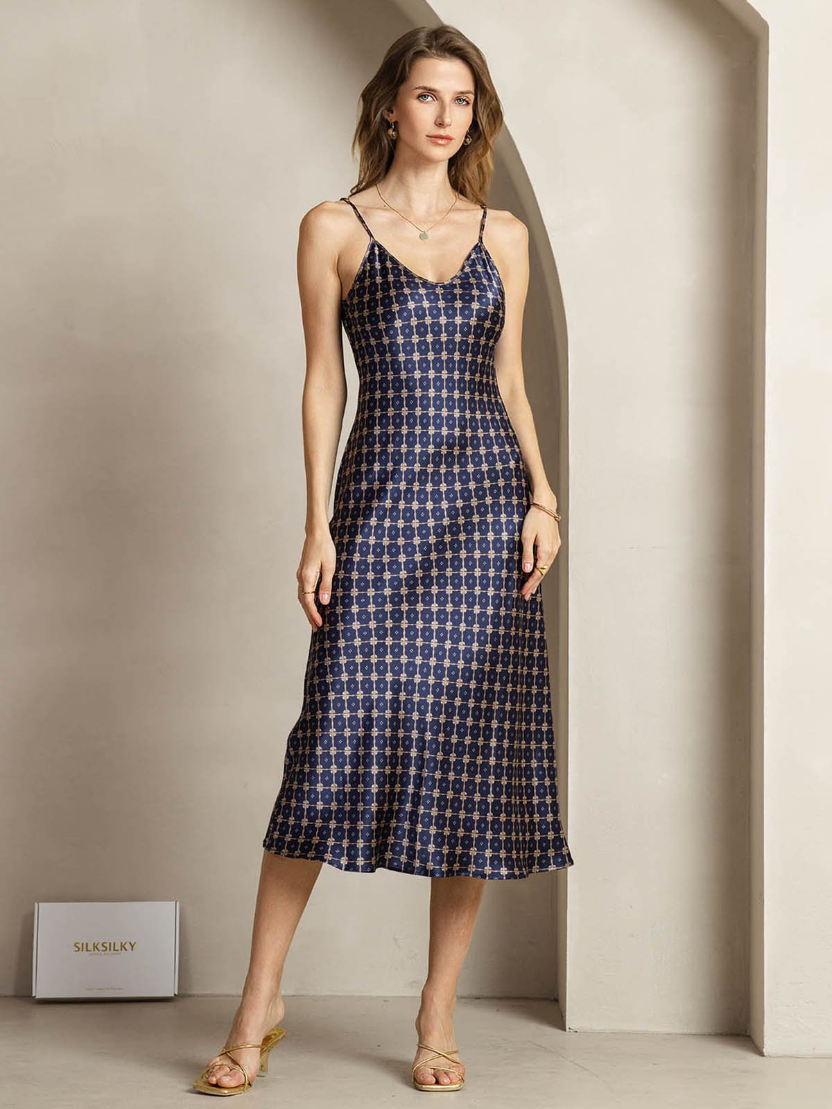 [MarineKæde] SilkSilky-DK 19Momme Silke Dress 001