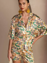 [Sandkrokodille] SilkSilky-DK Short Sleeve Notch Collar Dame Pyjamas 005