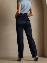 [Mørkeblå] SilkSilky-DK 19Momme Silke Womens Pants 002