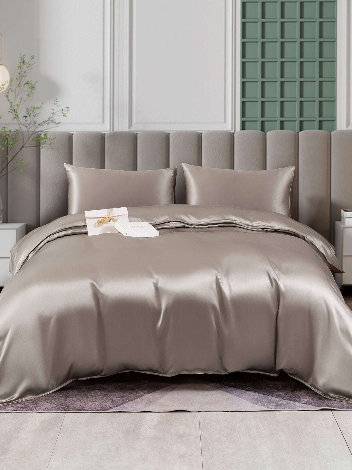 [Grå] SilkSilky-DK 25Momme Bedding Set 001