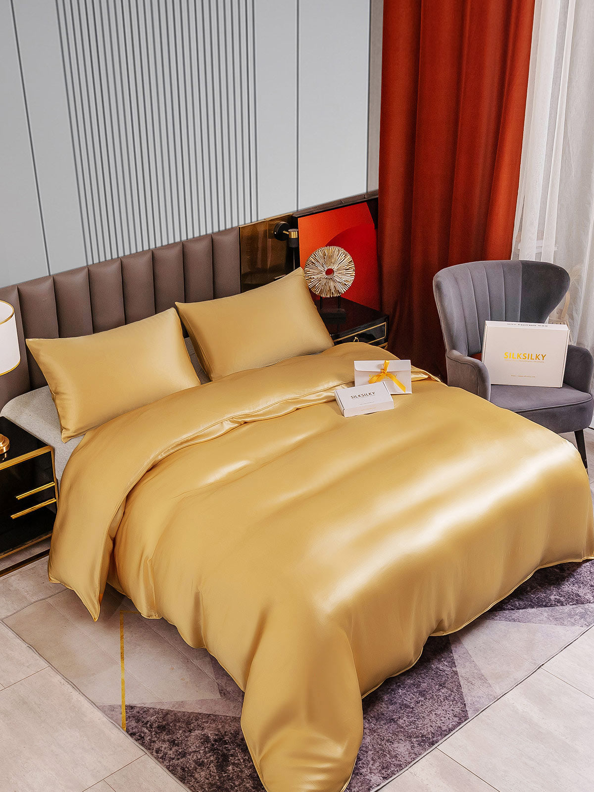 [Champagne] SilkSilky-DK 22Momme Bedding Set 002