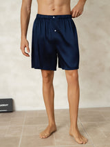 [Mørkeblå] SilkSilky-DK Men's Sleep Shorts 001