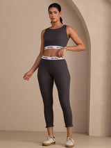 [Grå] SilkSilky-DK Sleeveless Crew Neck Women's Outfit Sets 006
