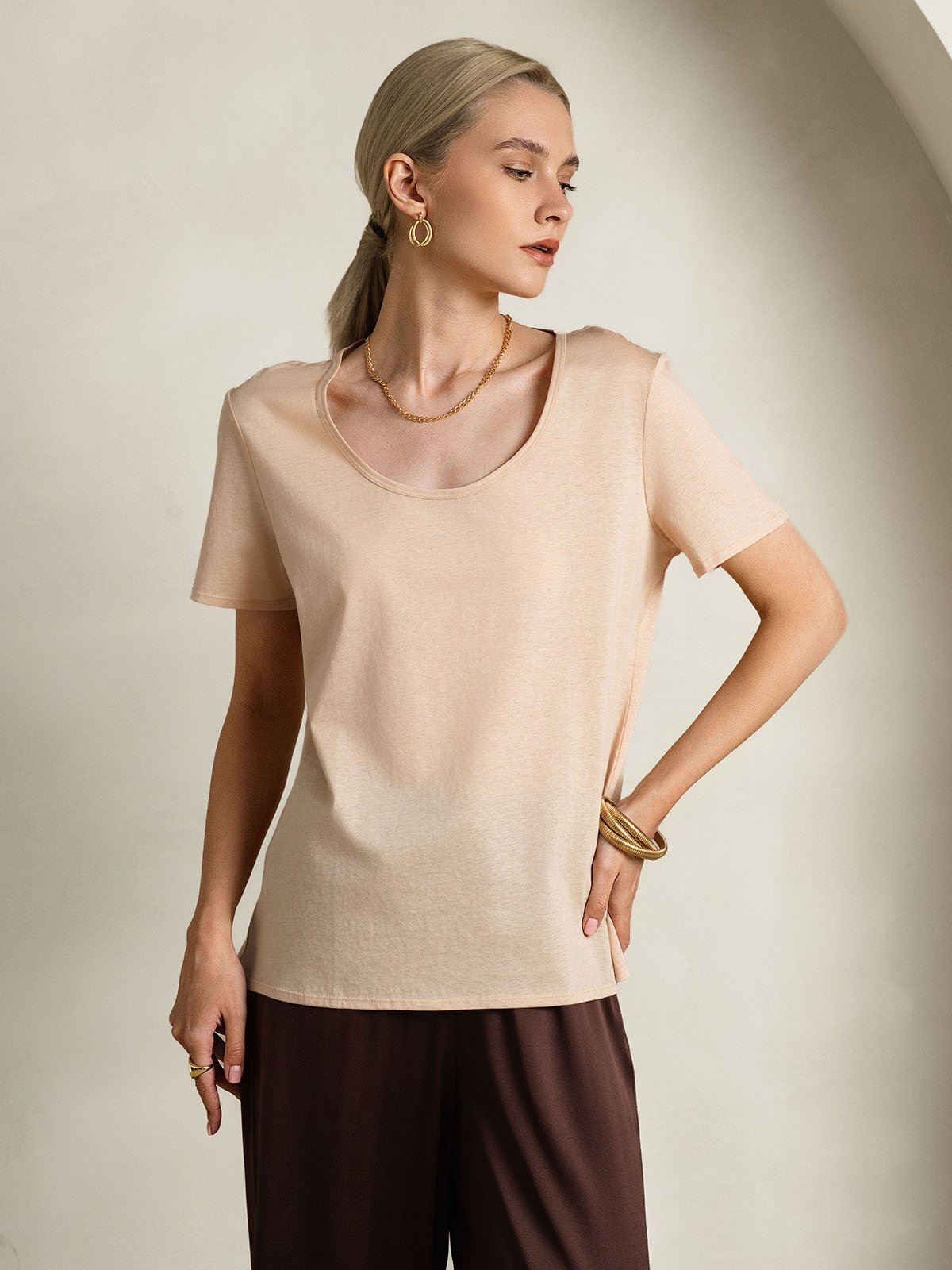 SilkSilky-DK Silke Womens T-Shirt Beige 006