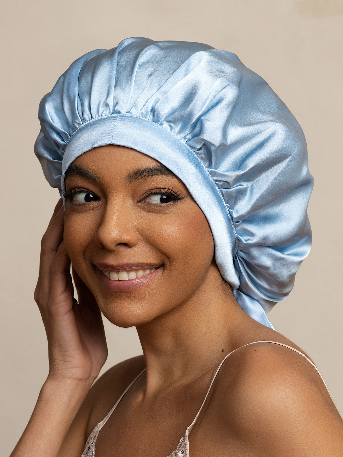 [Lyseblå] SilkSilky-DK Sleep Cap 003