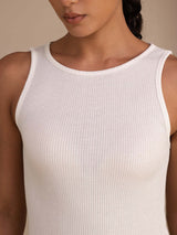 [Hvid] SilkSilky-DK Sleeveless Round Neck Camisole Top 006