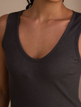 [Grå] SilkSilky-DK Sleeveless Deep V Neck Camisole Top 005