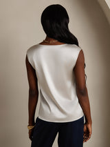 [Lysegrå] SilkSilky-DK Cap Sleeve Round Neck T-shirt til kvinder 002