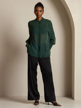 [Mørkegrøn] SilkSilky-DK Silke Womens Shirt 009