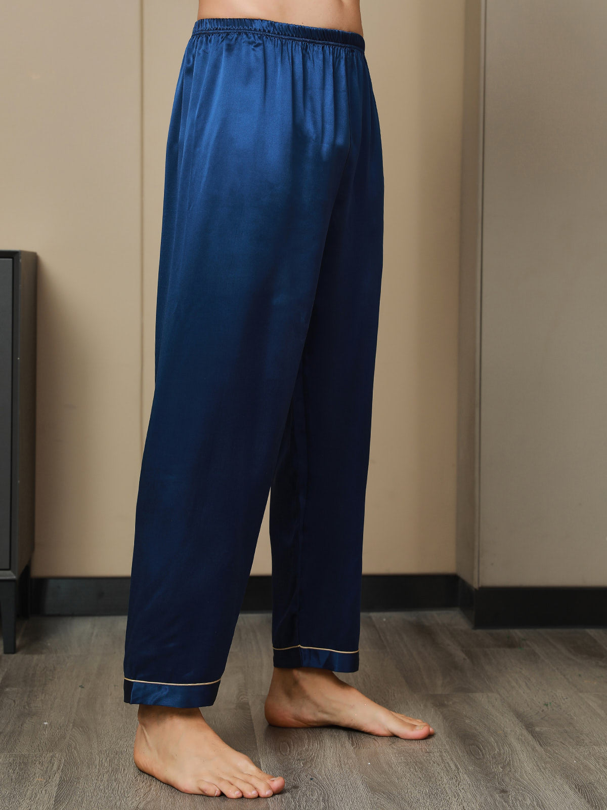 [Mørkeblå] SilkSilky-DK Mens Sleep Bottoms 005