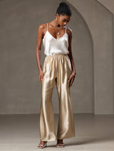 [Beige] SilkSilky-DK Spaghetti Strap V Neck Camisole Top 005