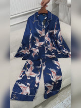 SilkSilky-DK Long Sleeve Lapel Collar Dame Pyjamas video 001