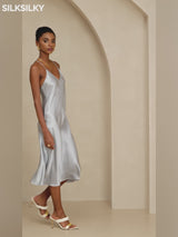 SilkSilky-DK Pure Silk Sleeveless V Neck Kjole-video-001