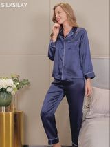 SilkSilky-DK Langærmet Notchkrage Dame Pyjamas video 001