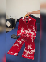 SilkSilky-DK Long Sleeve Lapel Collar Dame Pyjamas video 001