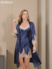 SilkSilky-DK-Pure-Silk-3/4-Sleeve-Nightgown&Robe-Set-video-001