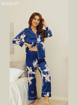 SilkSilky-DK 19Momme Langærmet Notchkrage Dame Pyjamas video 001