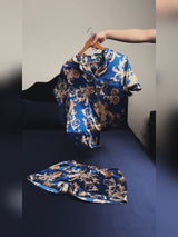 SilkSilky-DK Short Sleeve Lapel Collar Dame Pyjamas video 001