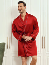 [Vin] SilkSilky-DK Pure Silk 3/4 Sleeve Mens Robe 001