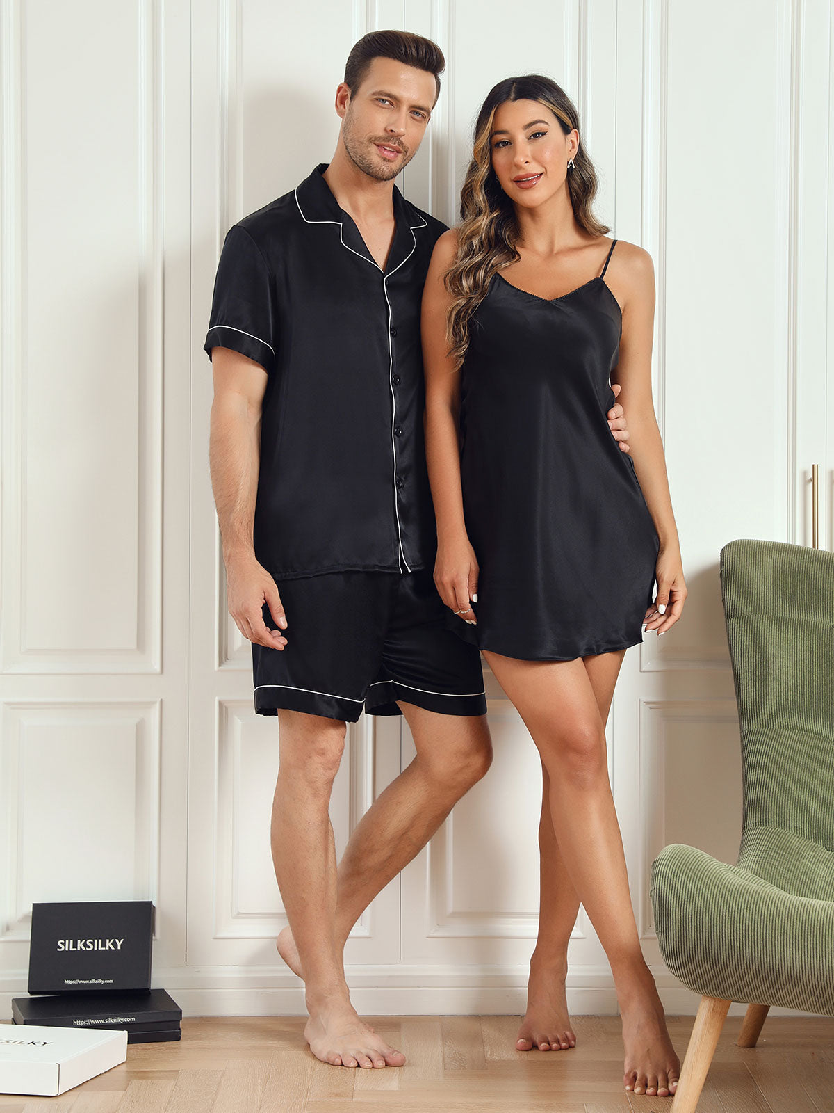 SilkSilky-DK-Pure-Silk-Short-Sleeve-Couple-Sort-003