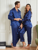 [Mørkeblå] SilkSilky-DK Pure Silk Long Sleeve Couple 003