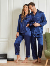 [Mørkeblå] SilkSilky-DK Pure Silk Long Sleeve Couple 004