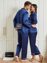 [Mørkeblå] SilkSilky-DK Pure Silk Long Sleeve Couple 005