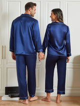 [Mørkeblå] SilkSilky-DK Pure Silk Long Sleeve Couple 002