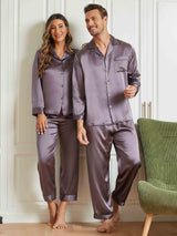 [Lilla Grå] SilkSilky-DK Pure Silk Long Sleeve Couple 001