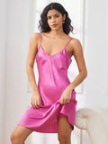 SilkSilky-DK-Pure-Silk-3/4-Sleeve-Nightgown&Robe-Set-Rosenrød-006