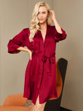 SilkSilky DK Pure Silk Half Sleeve Womens Robe Vin 005