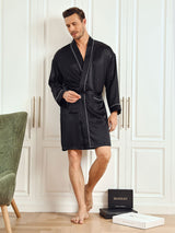 [Sort] SilkSilky-DK Pure Silk 3/4 Sleeve Mens Robe 003