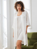 SilkSilky-DK-Pure-Silk-3/4-Sleeve-Nightgown&Robe-Set-Hvid-005