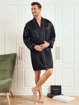 [Sort] SilkSilky-DK Pure Silk 3/4 Sleeve Mens Robe 004