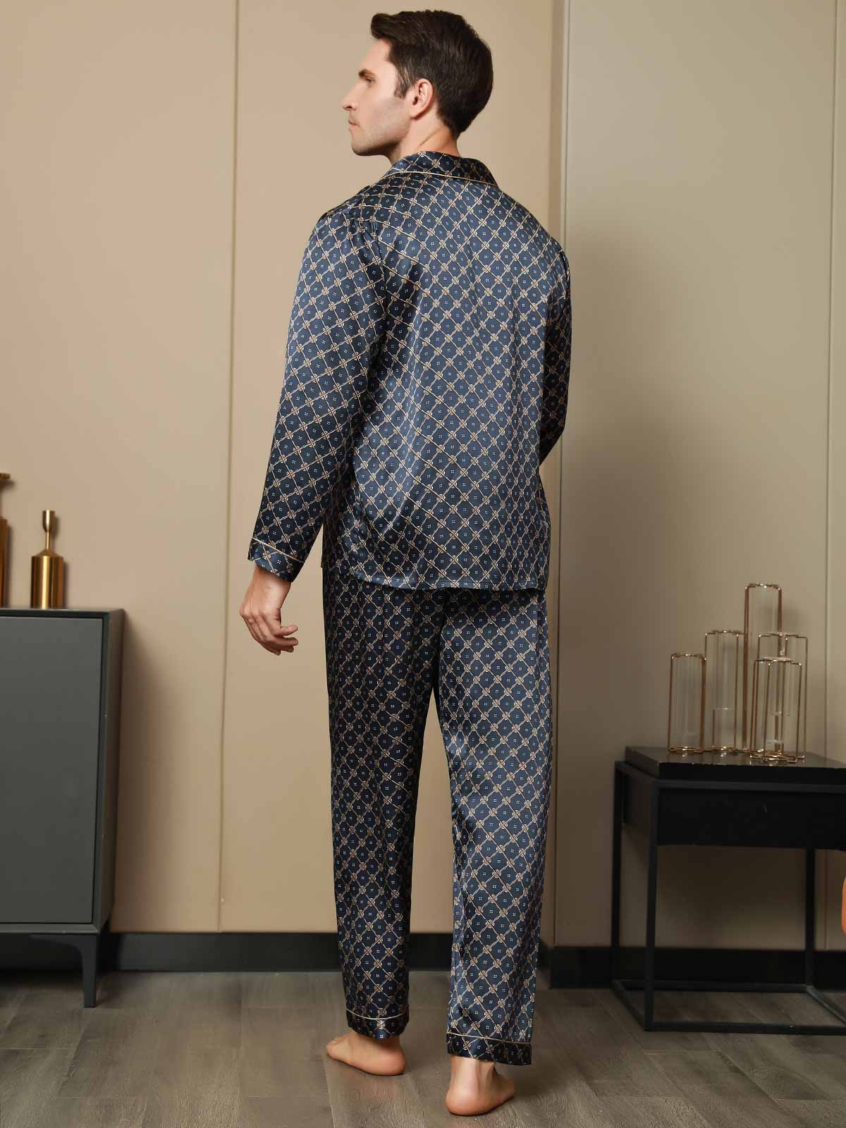 SilkSilky-DK-Pure-Silk-Long-Sleeve-Revers-Pyjamas-til-Mænd-Mørkeblå-002