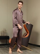 [Kaffe] SilkSilky-DK Pure Silk Long Sleeve Revers Pyjamas til Mænd 005