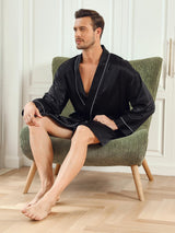 [Sort] SilkSilky-DK Pure Silk 3/4 Sleeve Mens Robe 007