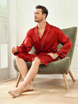 [Vin] SilkSilky-DK Pure Silk 3/4 Sleeve Mens Robe 006
