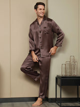 [Kaffe] SilkSilky-DK Pure Silk Long Sleeve Revers Pyjamas til Mænd 004