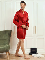 [Vin] SilkSilky-DK Pure Silk 3/4 Sleeve Mens Robe 004